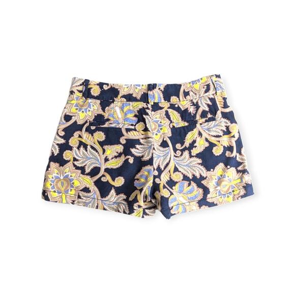Loft Navy Paisley Linen Cotton Blend Mid Rise Shorts Size‎ 2 - Picture 1 of 6